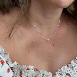 Gargantilha de Prata Veneziana com Pérola 45cm